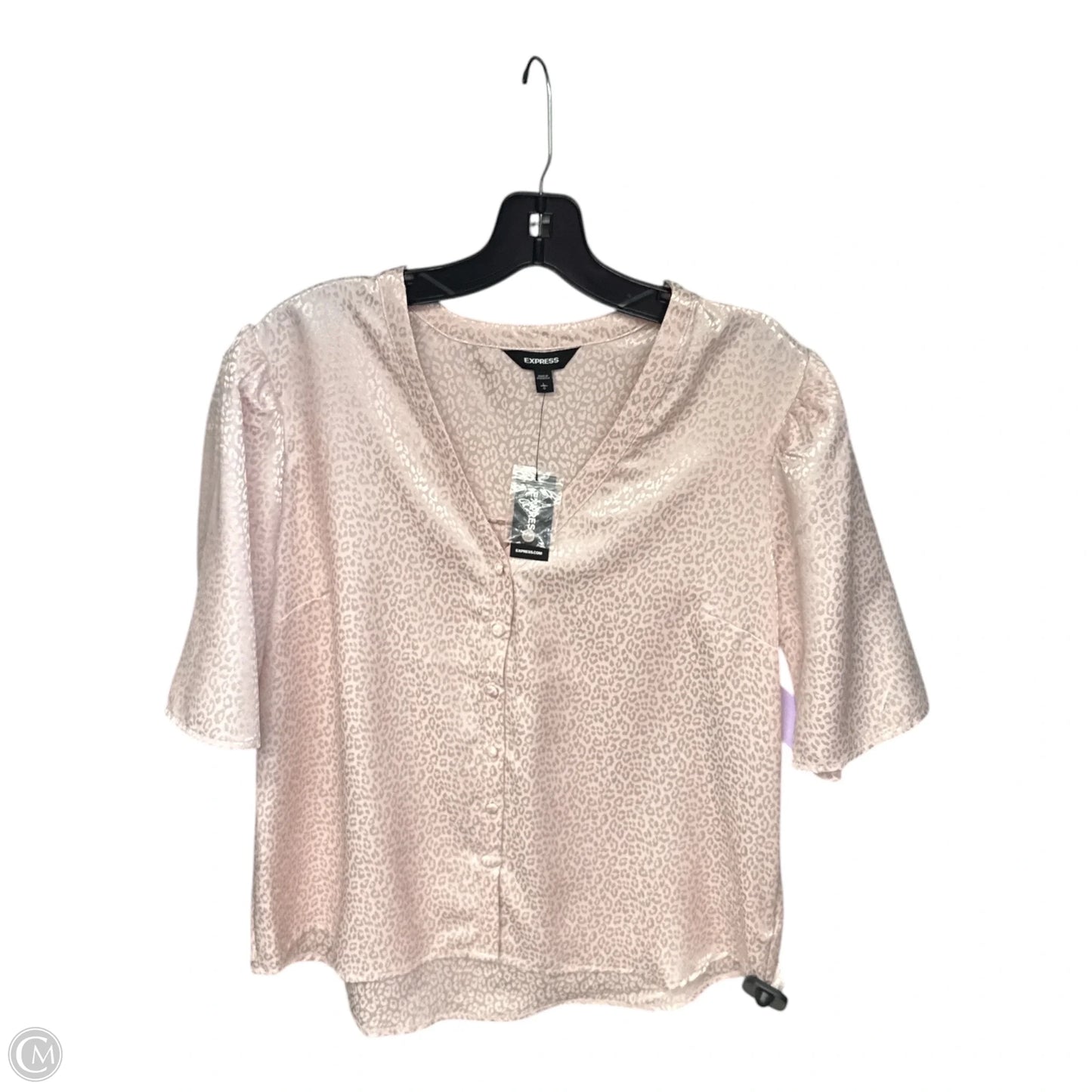 Top Short Sleeve By Express In Pink, Size: L