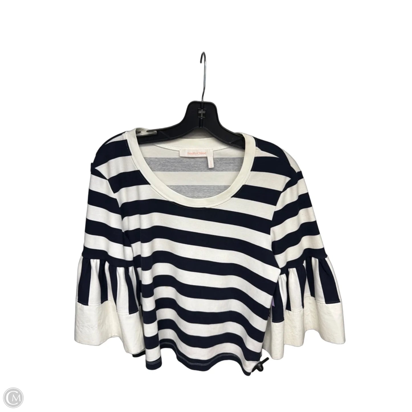 Top 3/4 Sleeve Designer By See By Chloe In Blue & White, Size: Xs