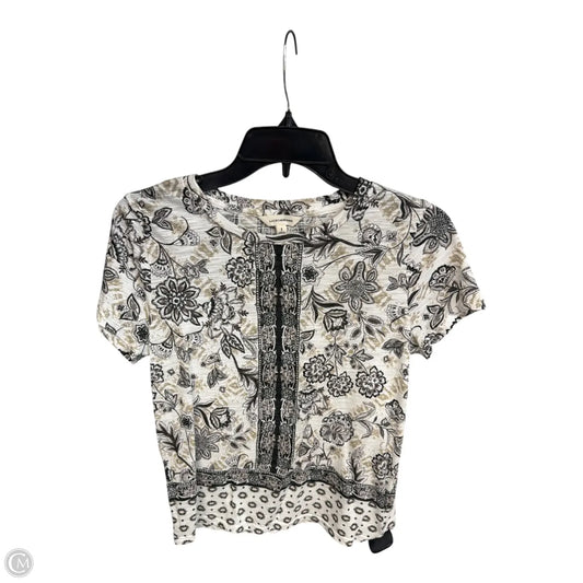 Top Short Sleeve Basic By Lucky Brand In Floral Print, Size: S