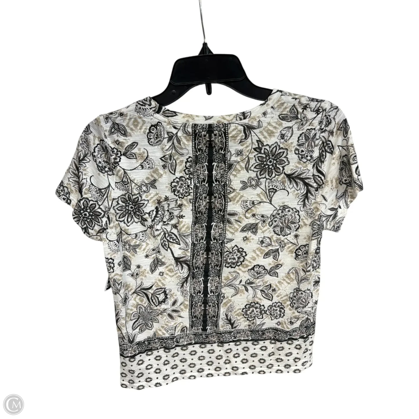 Top Short Sleeve Basic By Lucky Brand In Floral Print, Size: S