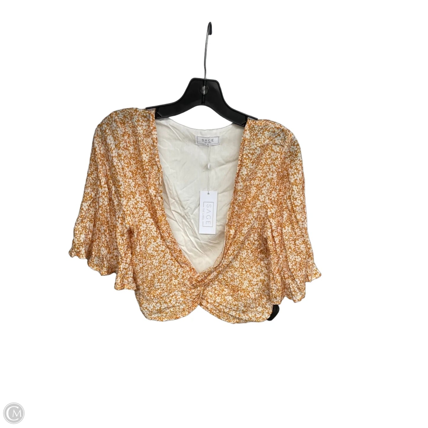 Top Short Sleeve By Sage In Orange, Size: M