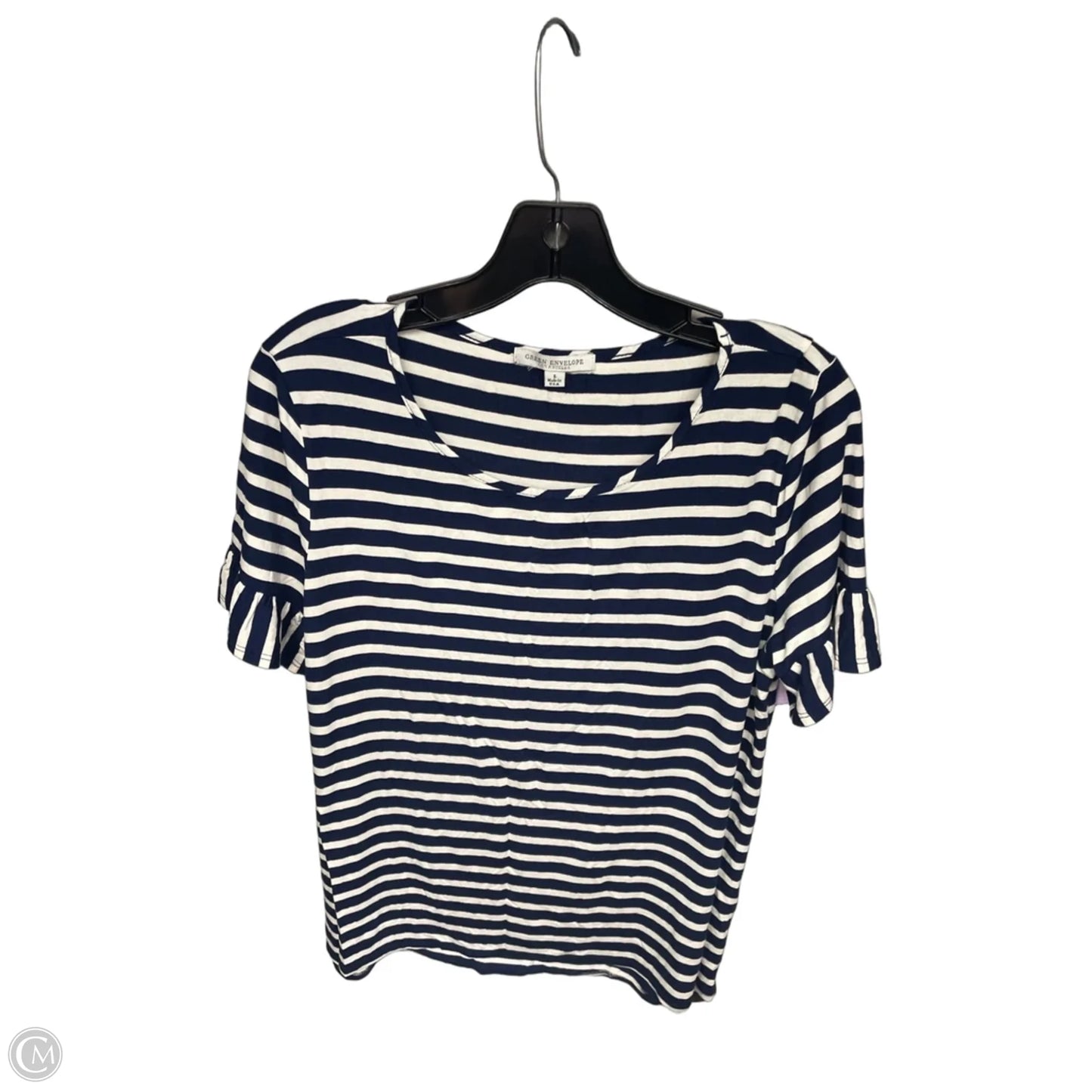 Top Short Sleeve Basic By Green Envelope In Blue & White, Size: L