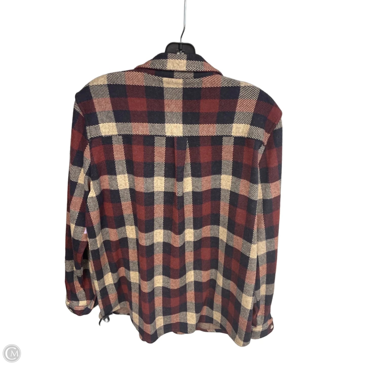 Top Long Sleeve By Faherty In Plaid Pattern, Size: L