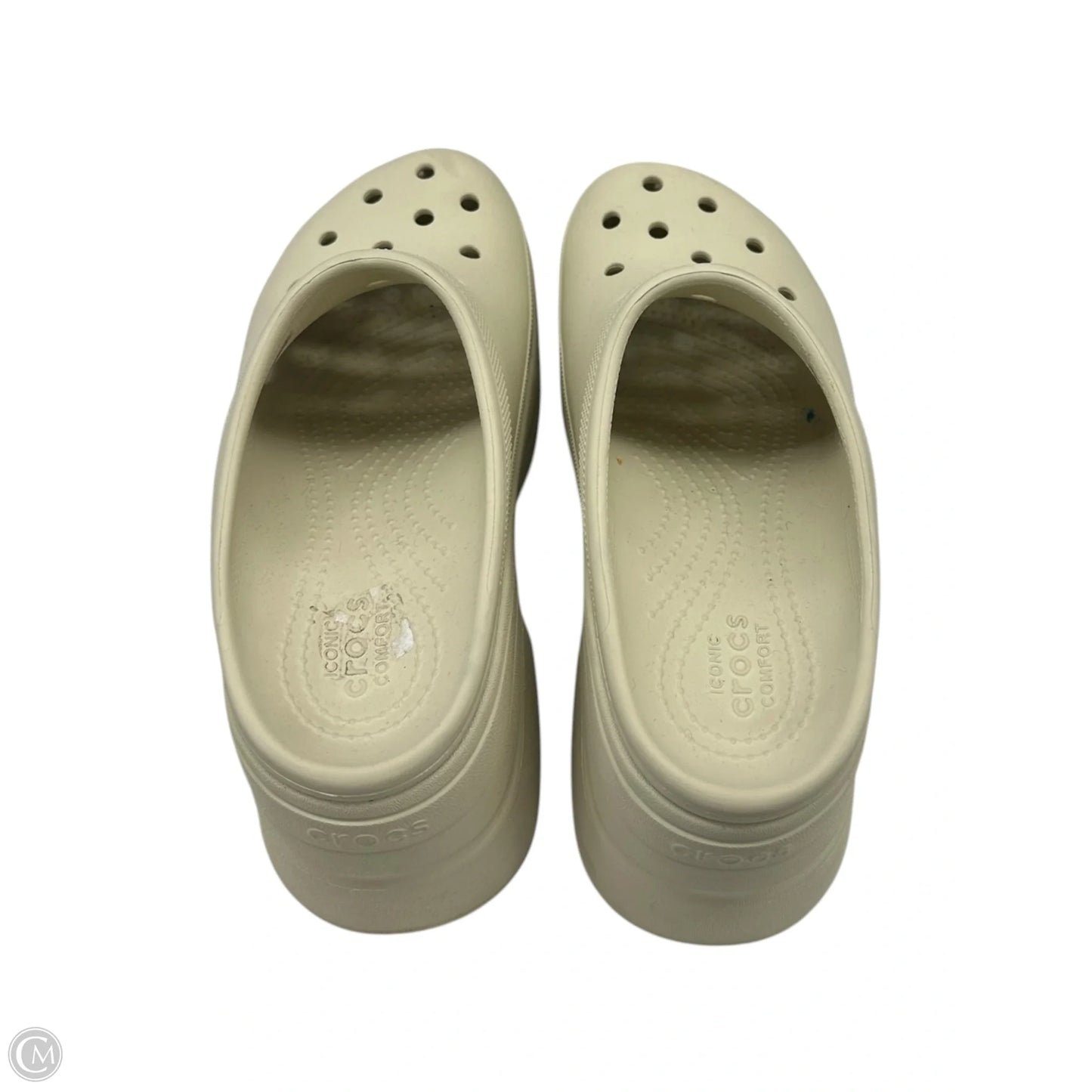 Shoes Heels Wedge By Crocs In Cream, Size: 7