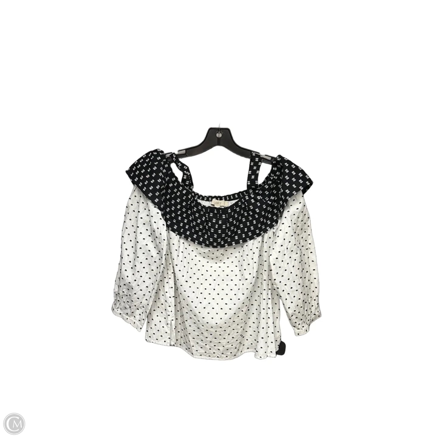 Top Long Sleeve By Loft In Black & White, Size: S