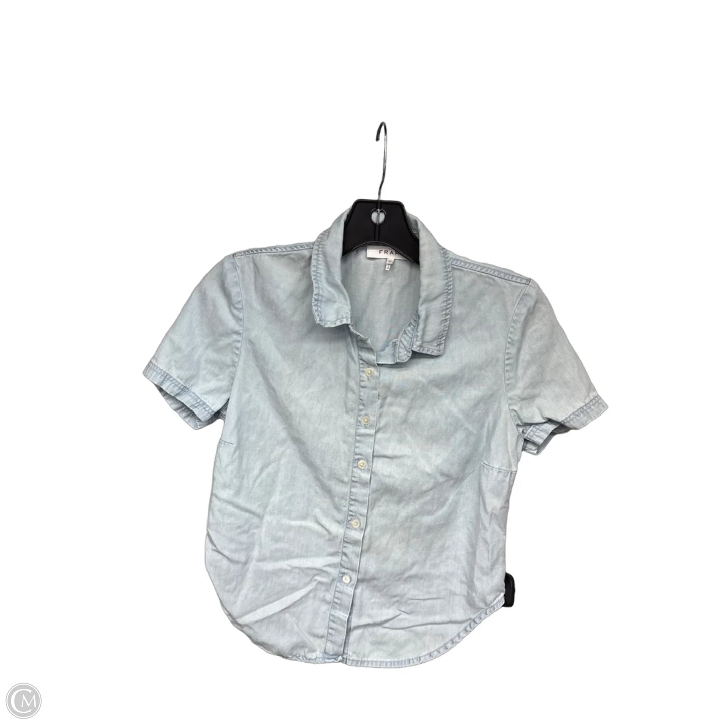 Top Short Sleeve By Frame In Blue Denim, Size: Xs