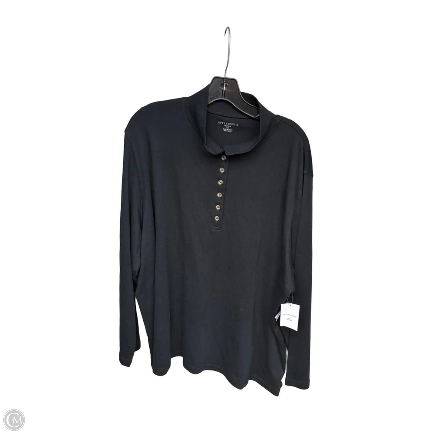 Top Long Sleeve By Appleseeds In Black, Size: 3x