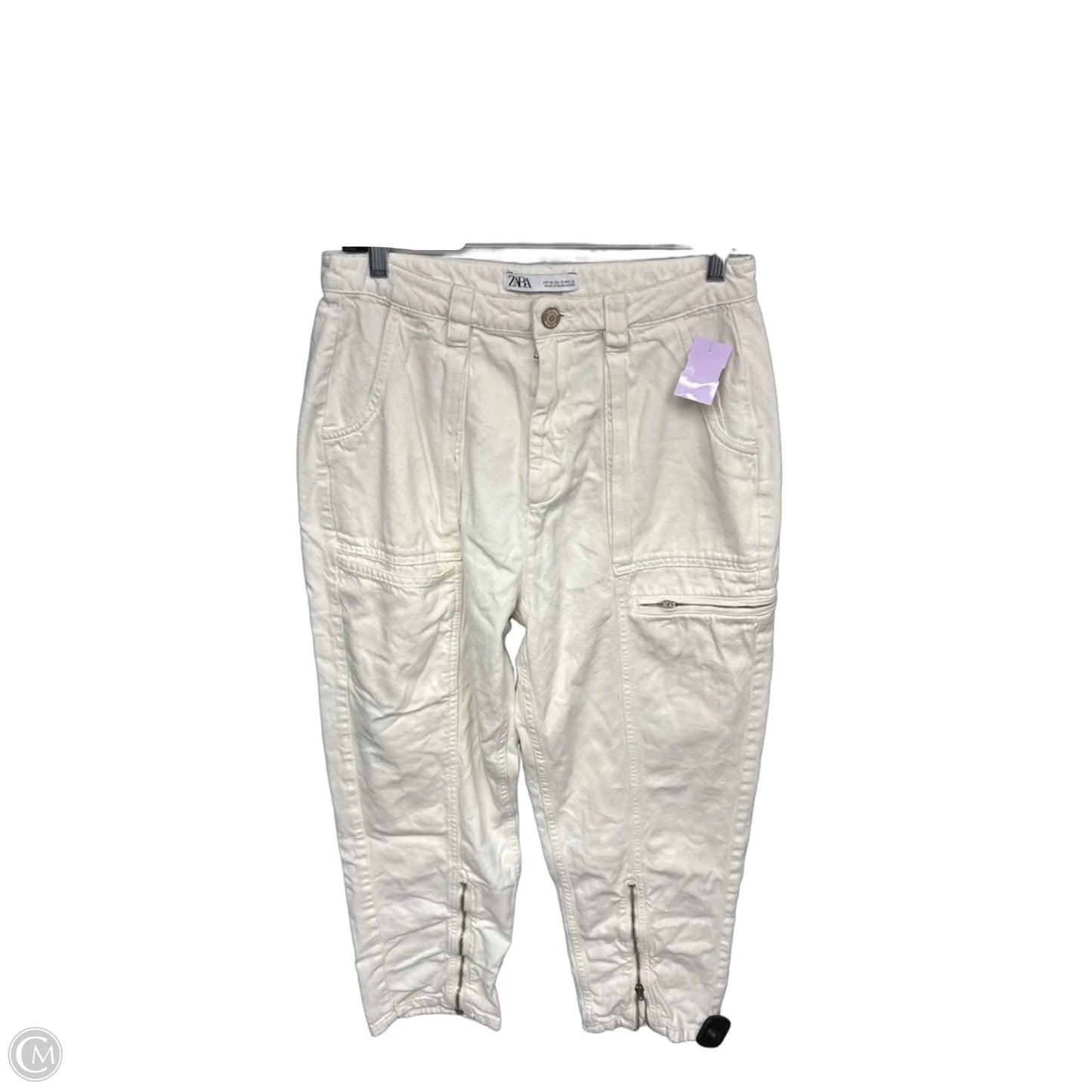 Jeans Cropped By Zara In Ivory, Size: 6