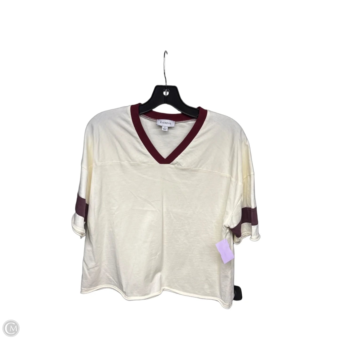 Top Short Sleeve By Evereve In Cream & Red, Size: S