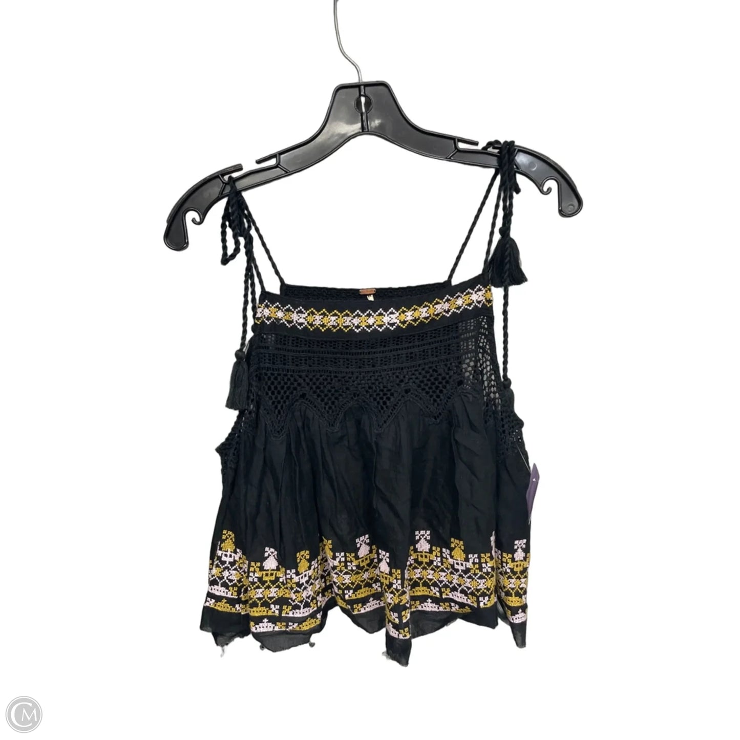 Top Sleeveless By Free People In Black & Yellow, Size: M