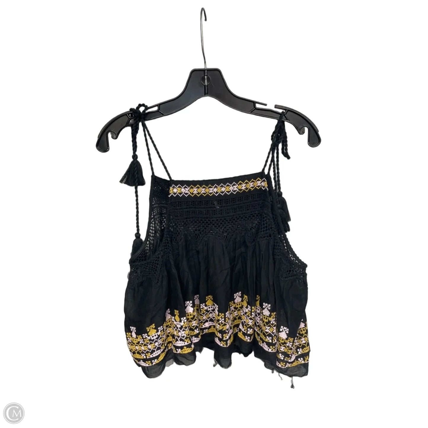 Top Sleeveless By Free People In Black & Yellow, Size: M