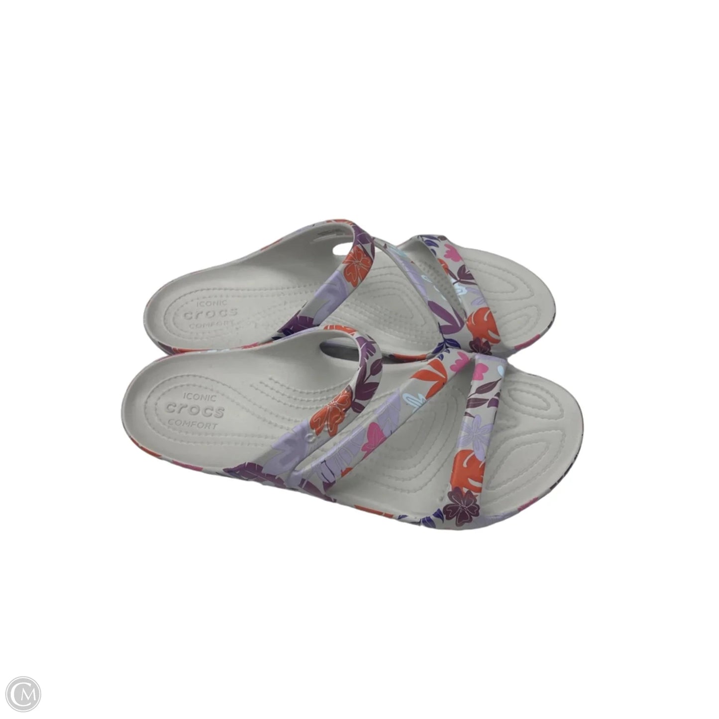 Sandals Flats By Crocs In Floral Print, Size: 11