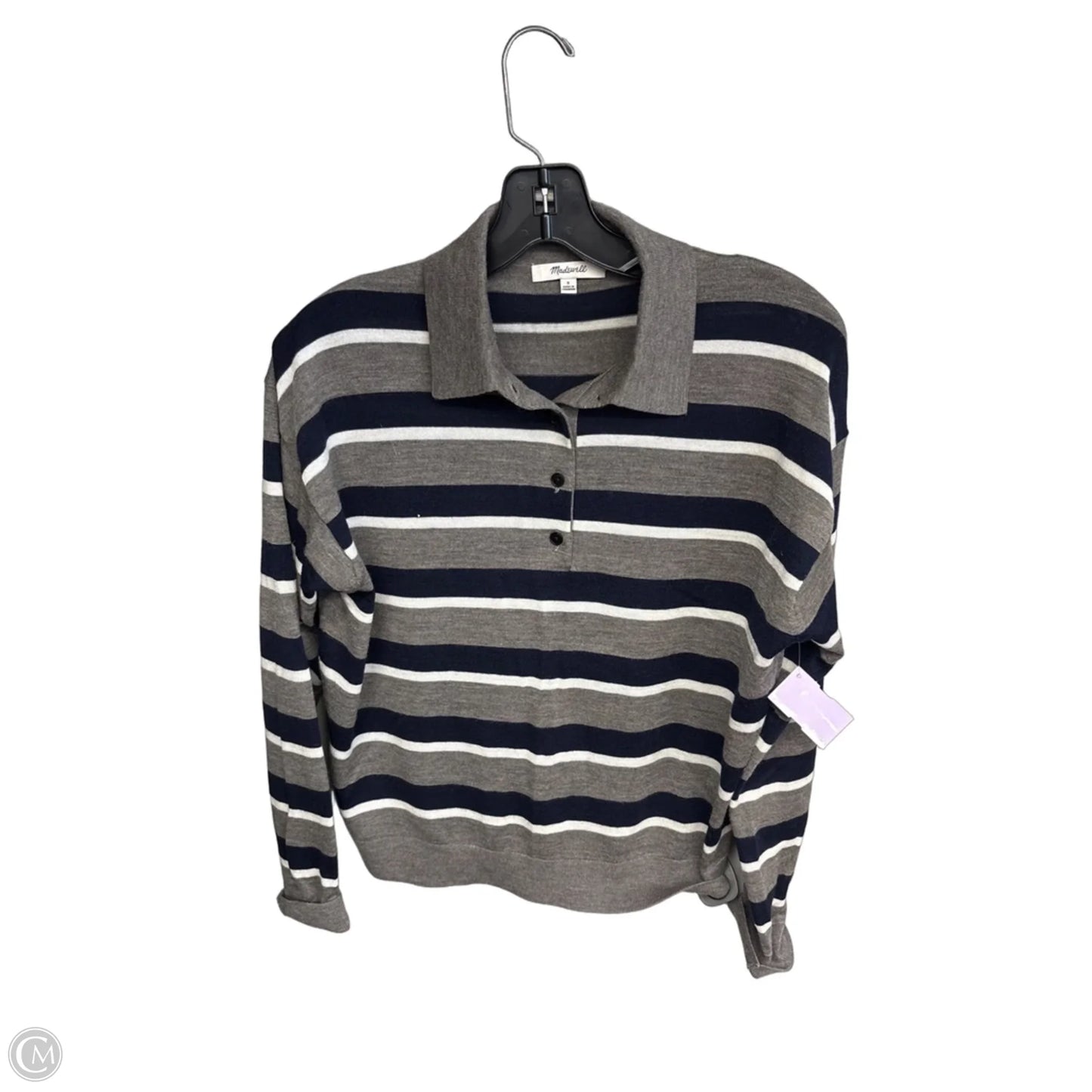 Top Long Sleeve By Madewell In Striped Pattern, Size: S