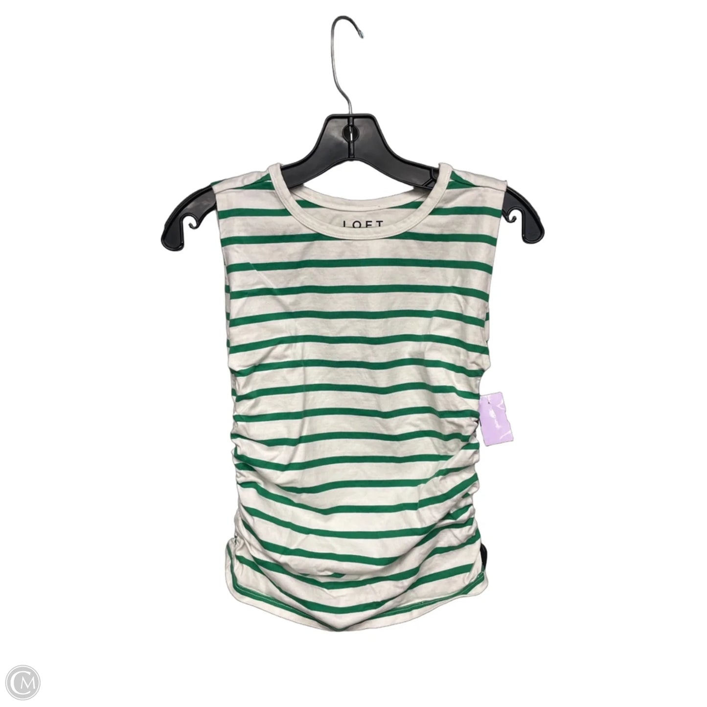 Top Short Sleeve By Loft In Green & White, Size: S