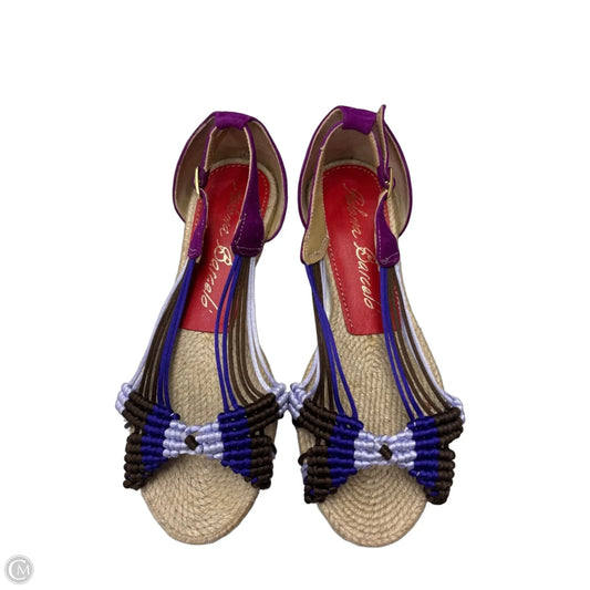 Sandals Flats By Clothes Mentor In Purple & Tan, Size: 6