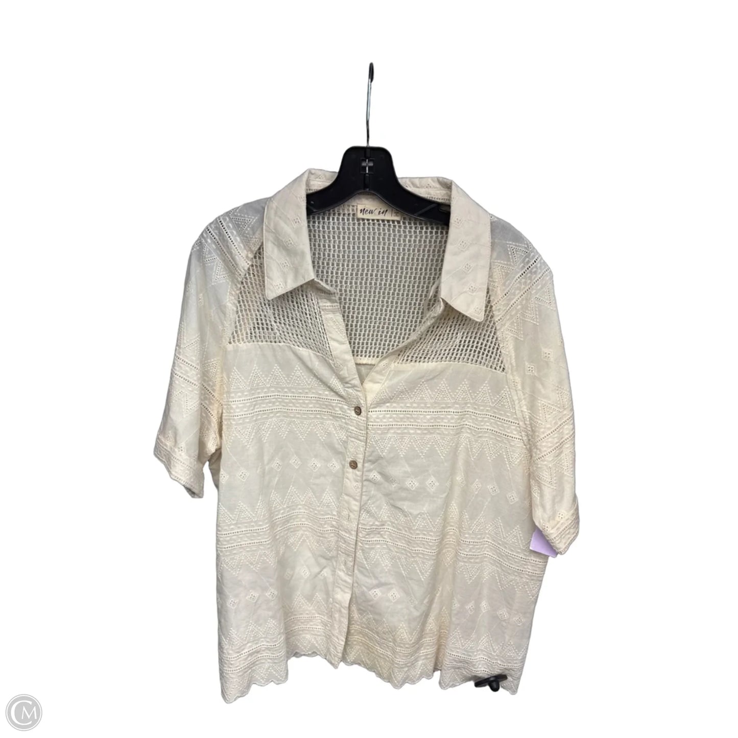 Top Short Sleeve By New In In Cream, Size: L