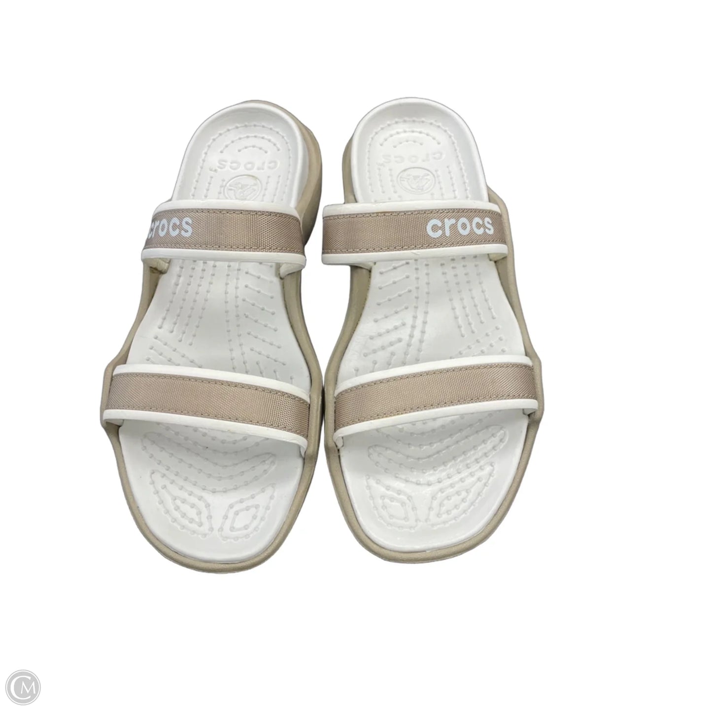 Sandals Flats By Crocs In Gold, Size: 10
