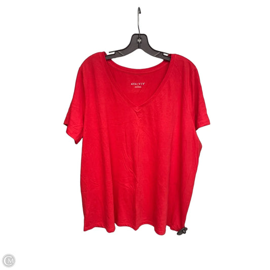Top Short Sleeve Basic By Ava & Viv In Red, Size: 1x