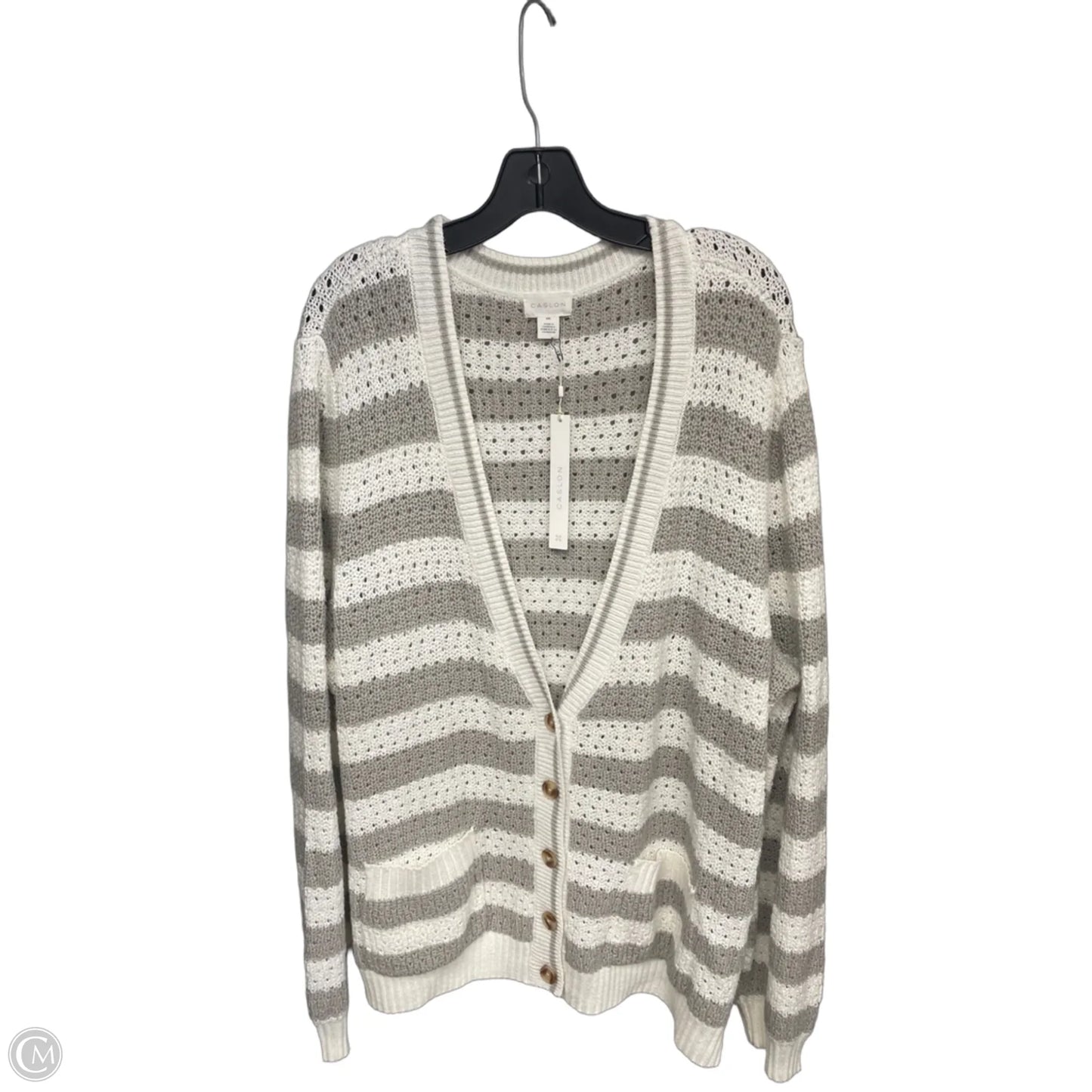 Cardigan By Caslon In Cream & Grey, Size: Xxl