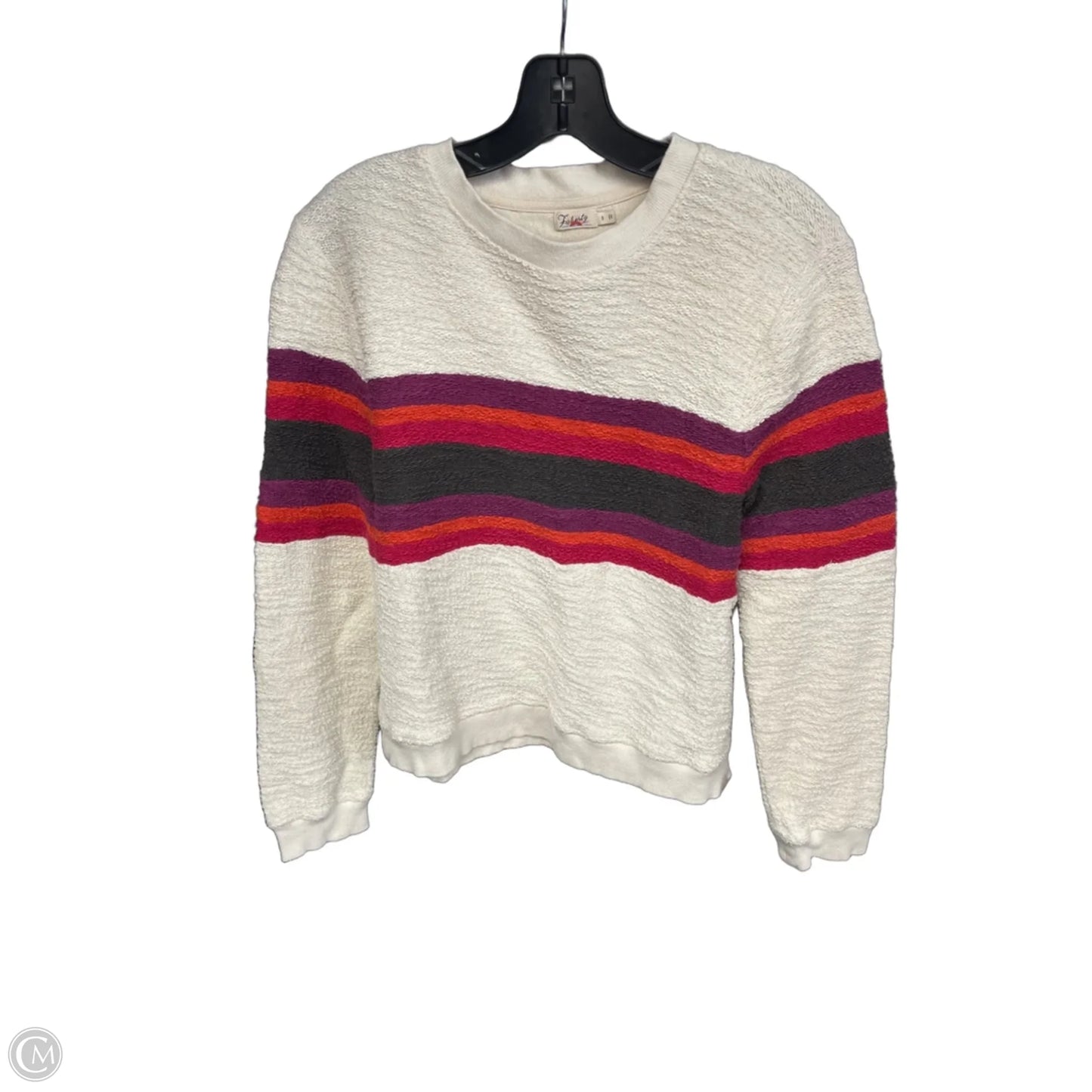 Sweater By Faherty In Cream & Purple, Size: S