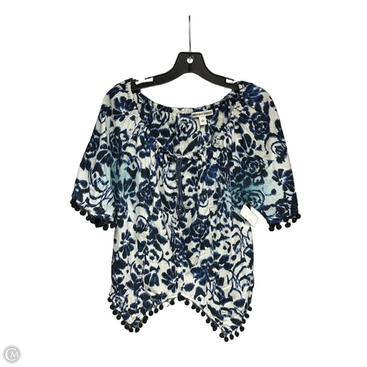 Top Short Sleeve By Andrew Charles In Blue & White, Size: S