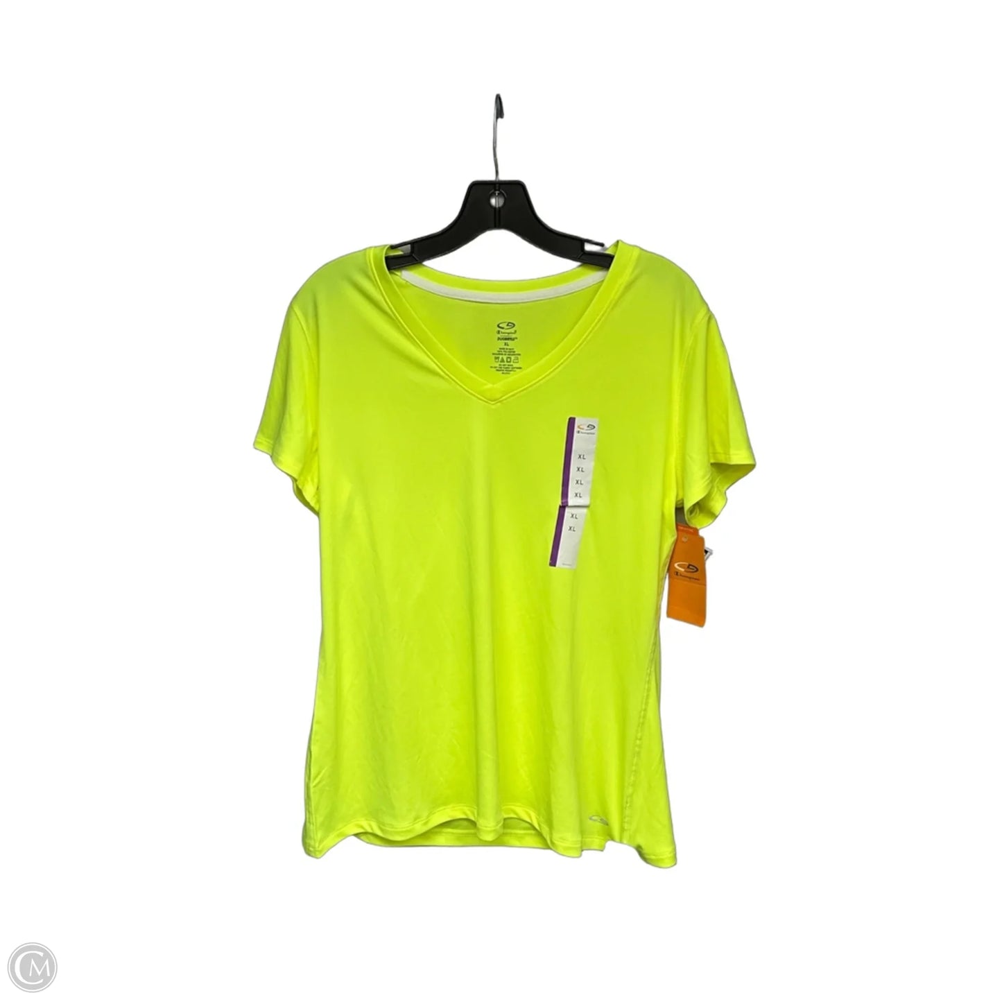 Athletic Top Short Sleeve By Champion In Yellow, Size: Xl