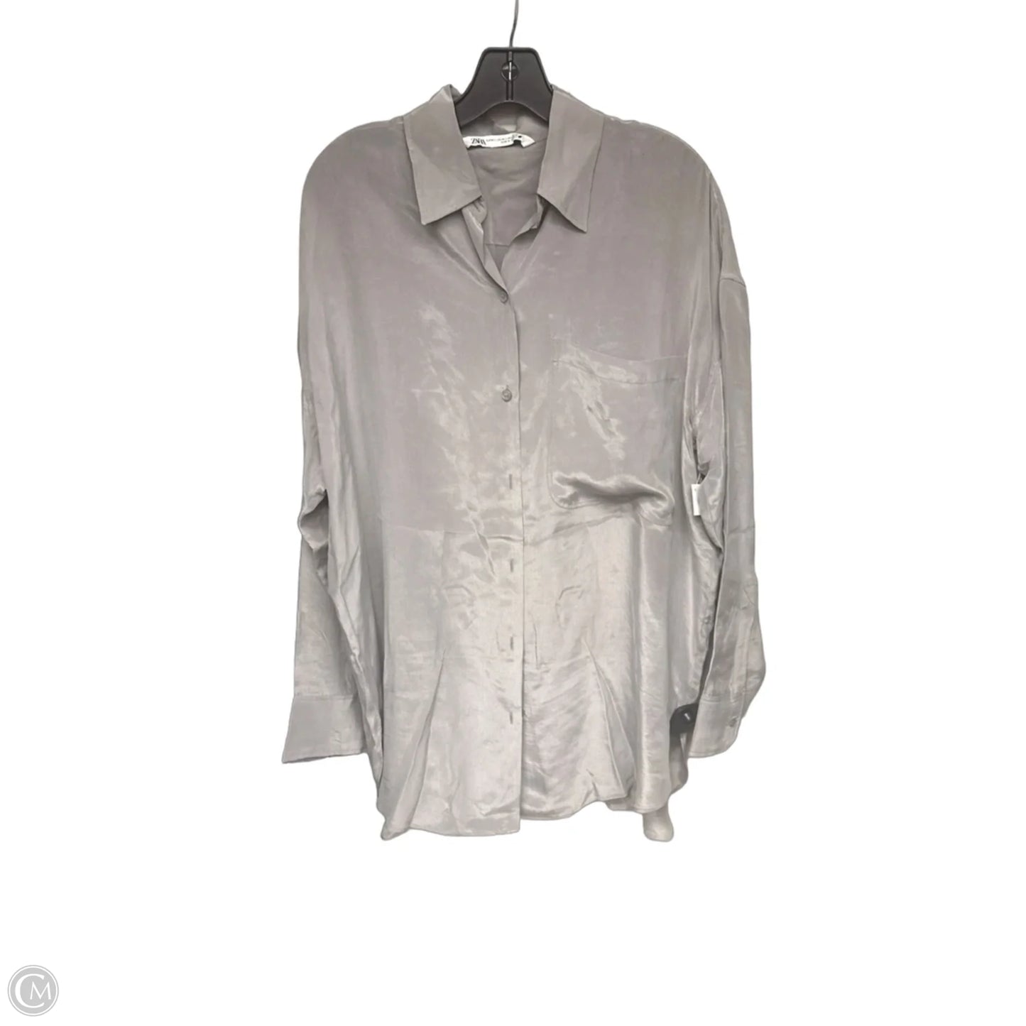 Top Long Sleeve By Zara In Grey, Size: M