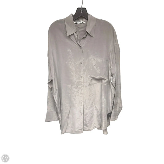 Top Long Sleeve By Zara In Grey, Size: M