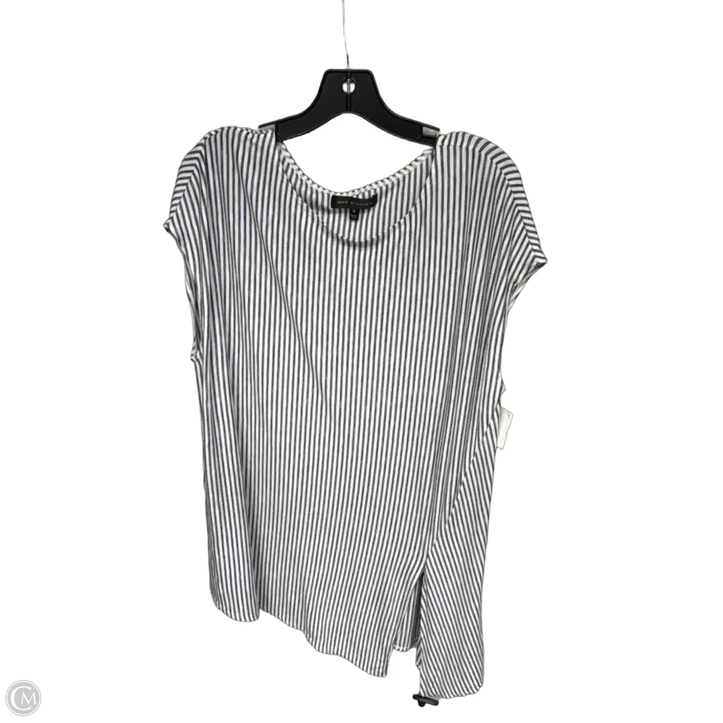 Top Short Sleeve By Max Studio In Blue & White, Size: 1x