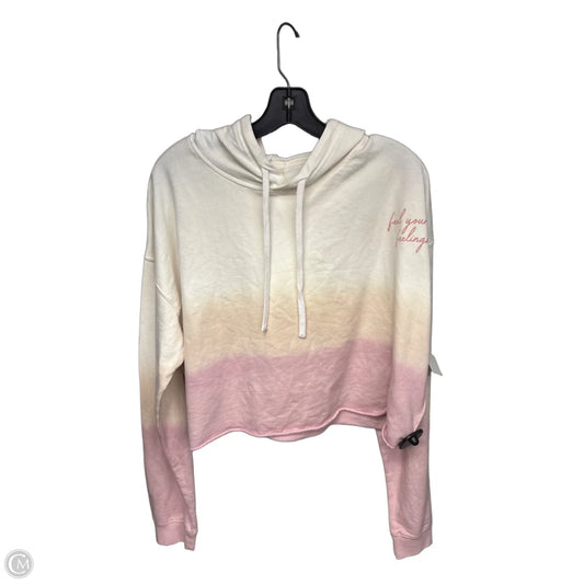 Sweatshirt Hoodie By Puravida In Cream & Pink, Size: L