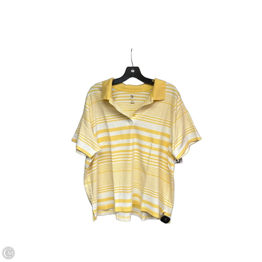 Top Short Sleeve By Studio Works In White & Yellow, Size: 3x