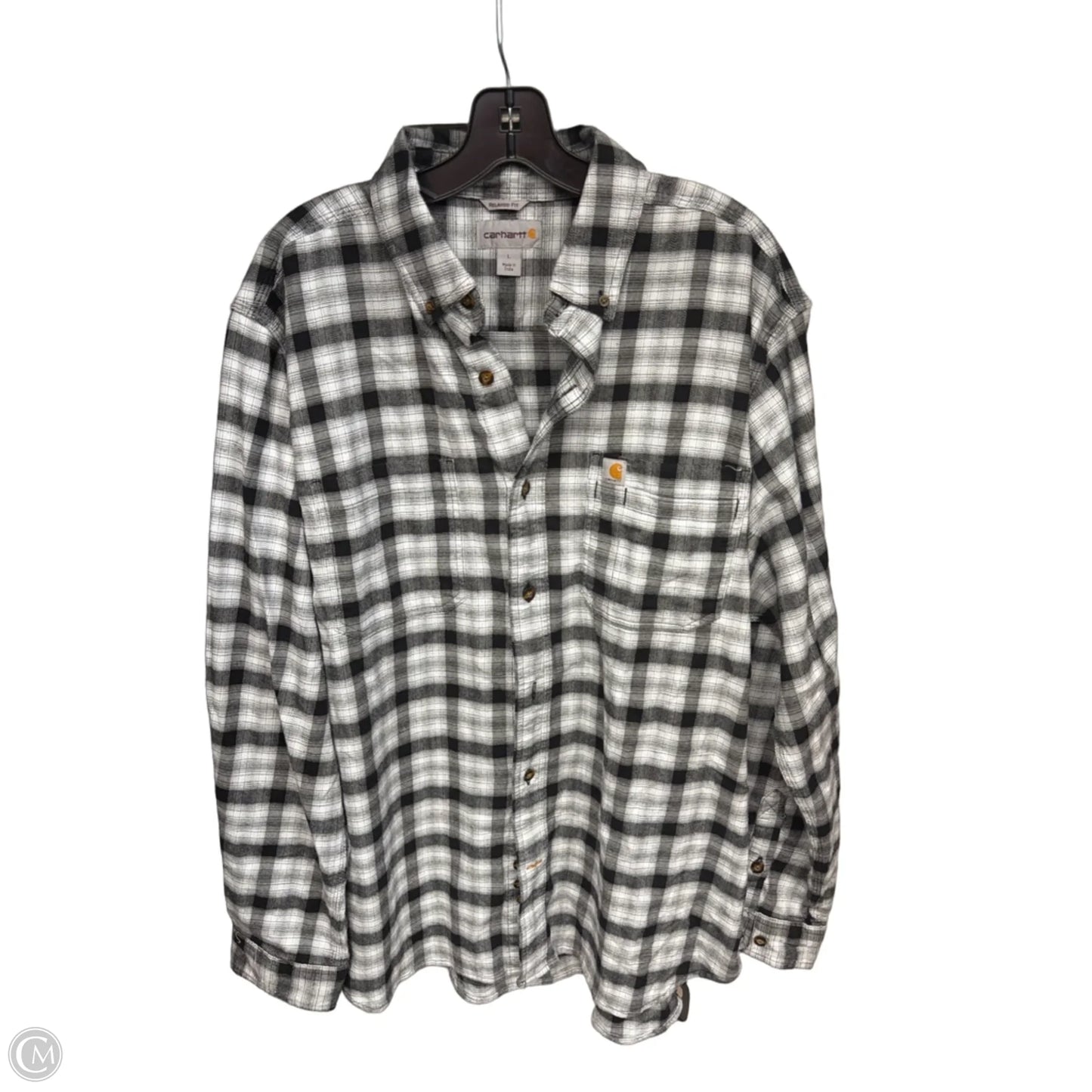 Top Long Sleeve By Carhartt In Plaid Pattern, Size: L