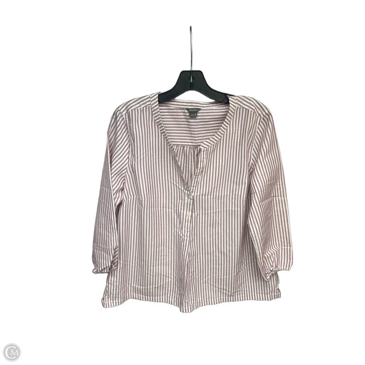 Top 3/4 Sleeve By Eddie Bauer In Purple & White, Size: M