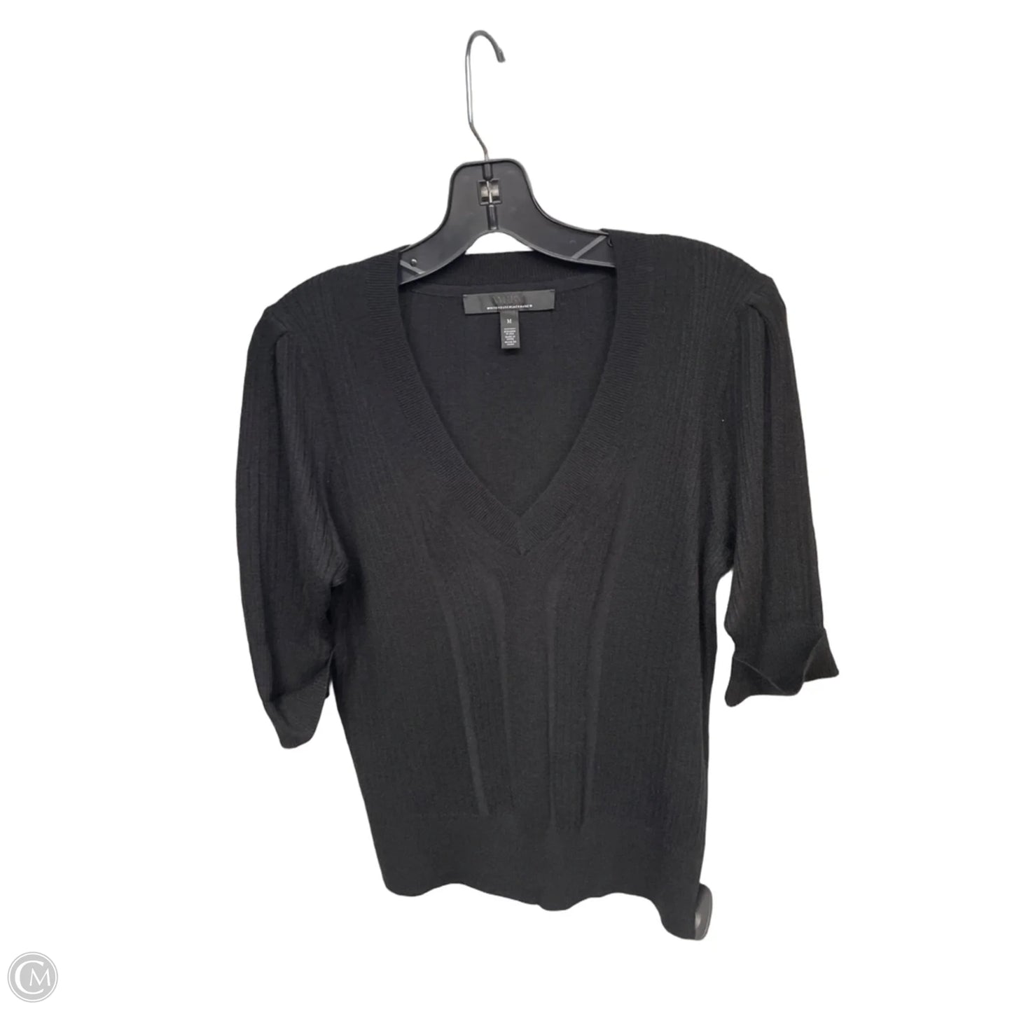Top Short Sleeve By White House Black Market In Black, Size: M