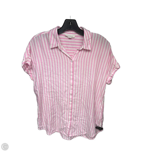Top Short Sleeve By Beachlunchlounge In Pink & White, Size: S