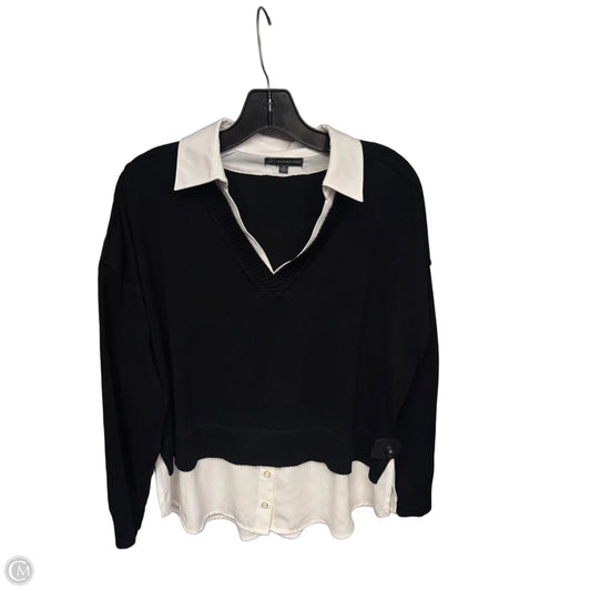 Top Long Sleeve By Adrianna Papell In Black & White, Size: M