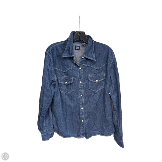 Top Long Sleeve By Gap In Blue Denim, Size: Xl