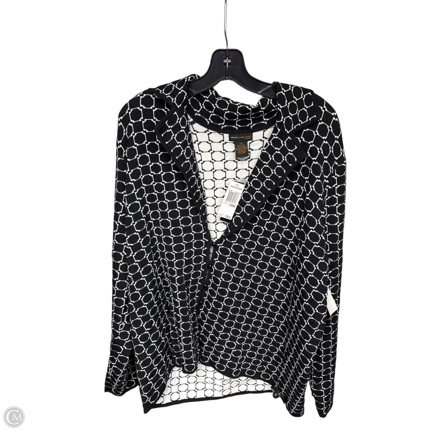 Cardigan By Clothes Mentor In Black & White, Size: 2x