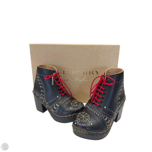 Boots Luxury Designer By Burberry In Black & Red, Size: 6
