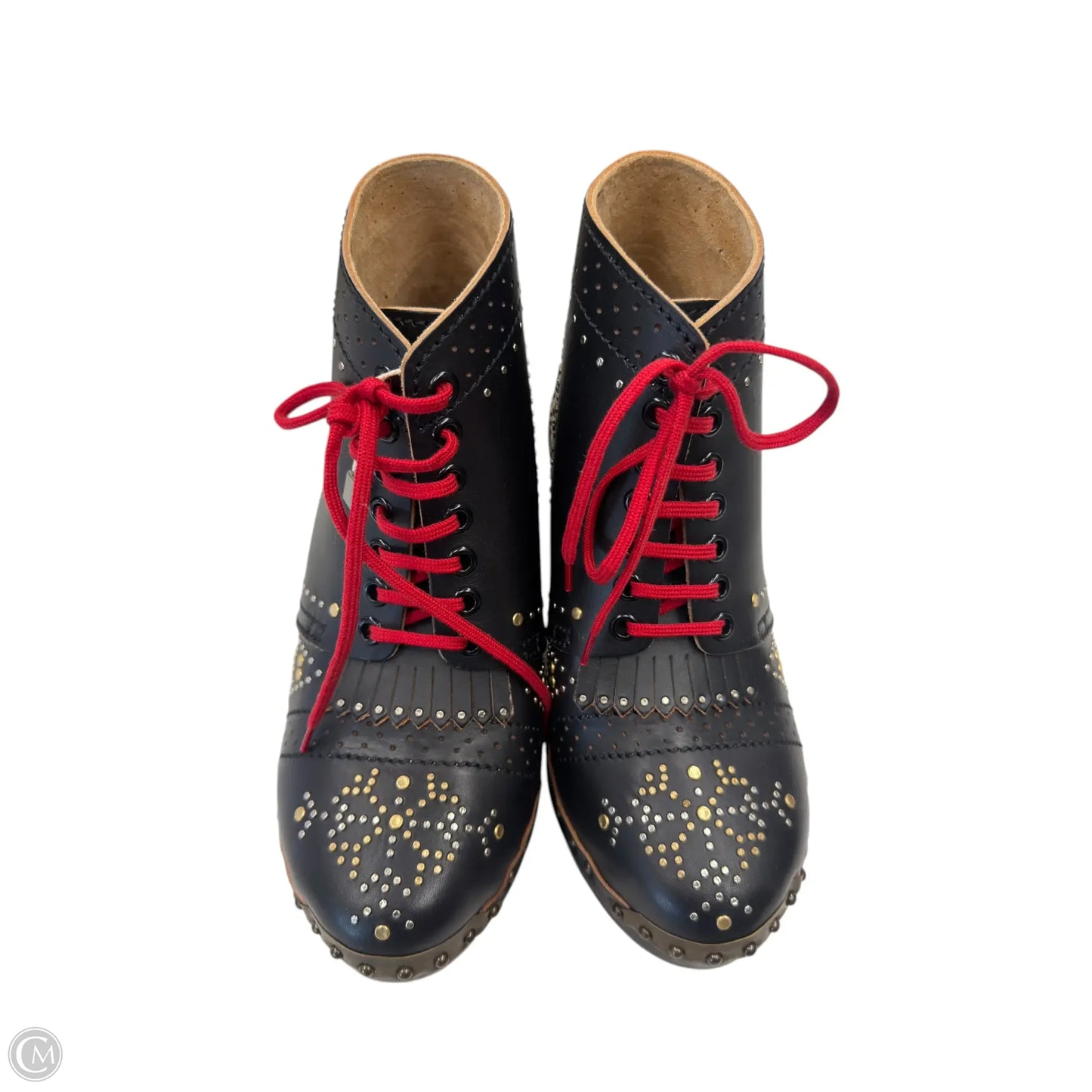 Boots Luxury Designer By Burberry In Black & Red, Size: 6