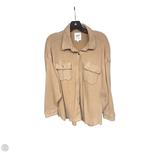 Jacket Shirt By Aerie In Tan, Size: M