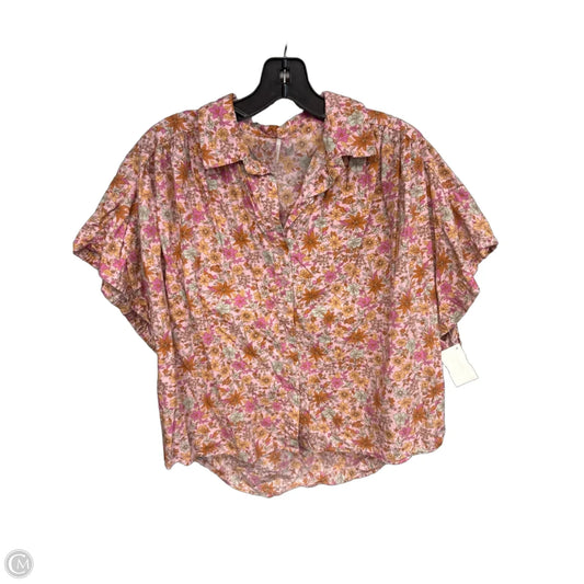 Top Short Sleeve By Free People In Floral Print, Size: S