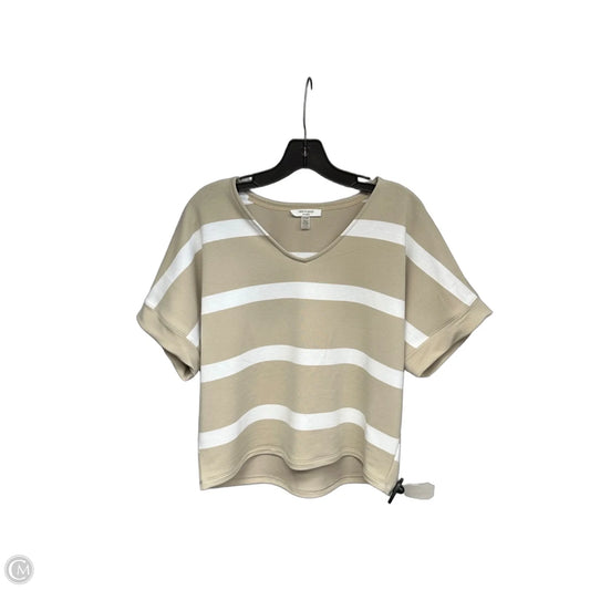 Top Short Sleeve By Cable And Gauge In Tan & White, Size: S