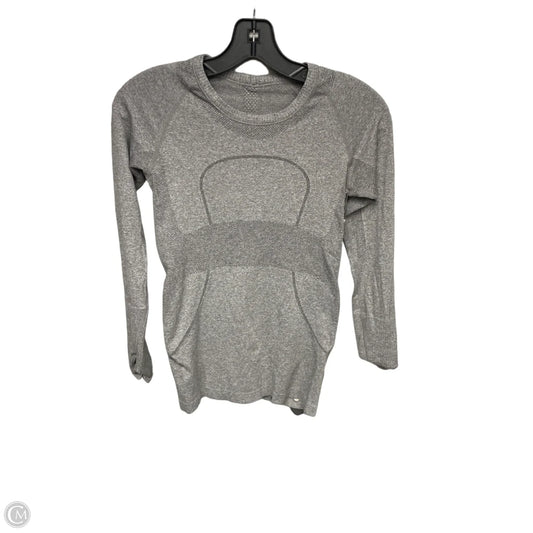 Athletic Top Long Sleeve Collar By Lululemon In Grey, Size: 4