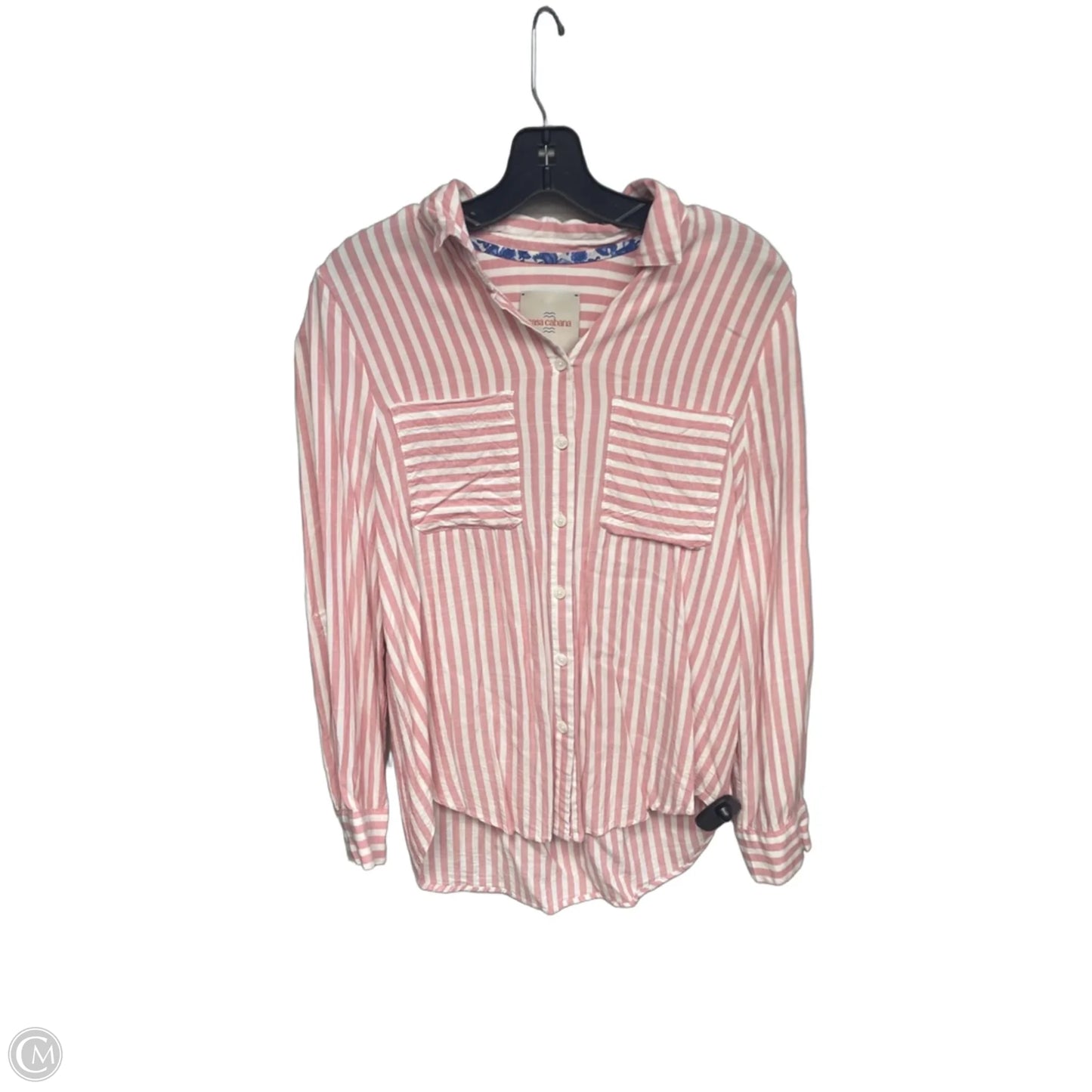 Top Long Sleeve By Clothes Mentor In Pink & White, Size: M