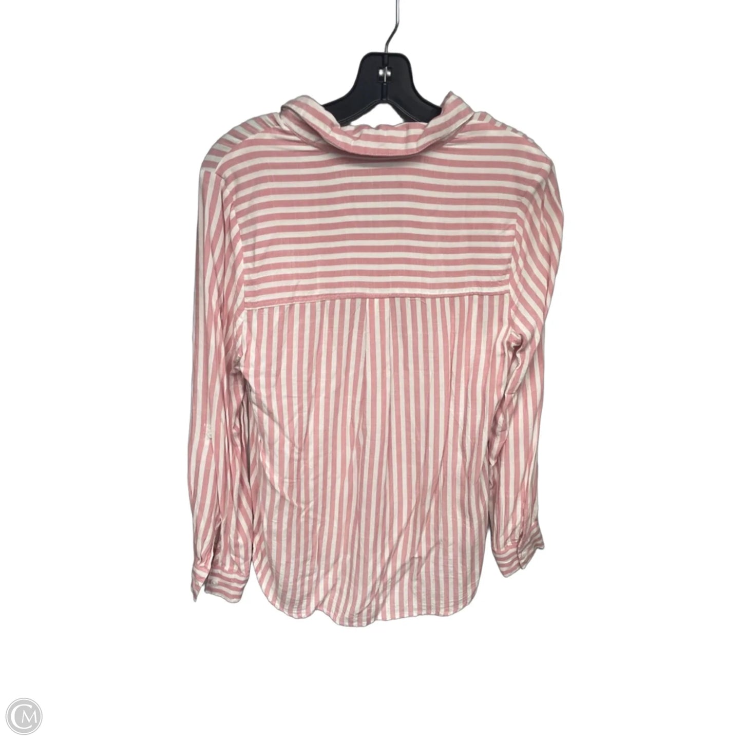 Top Long Sleeve By Clothes Mentor In Pink & White, Size: M
