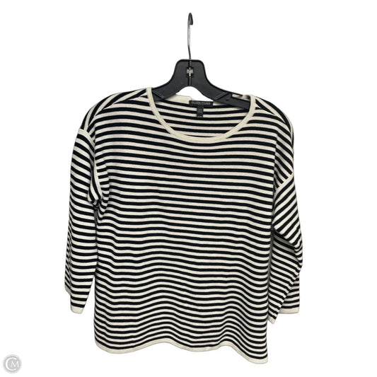 Top 3/4 Sleeve By Eileen Fisher In Black & Cream, Size: Sp