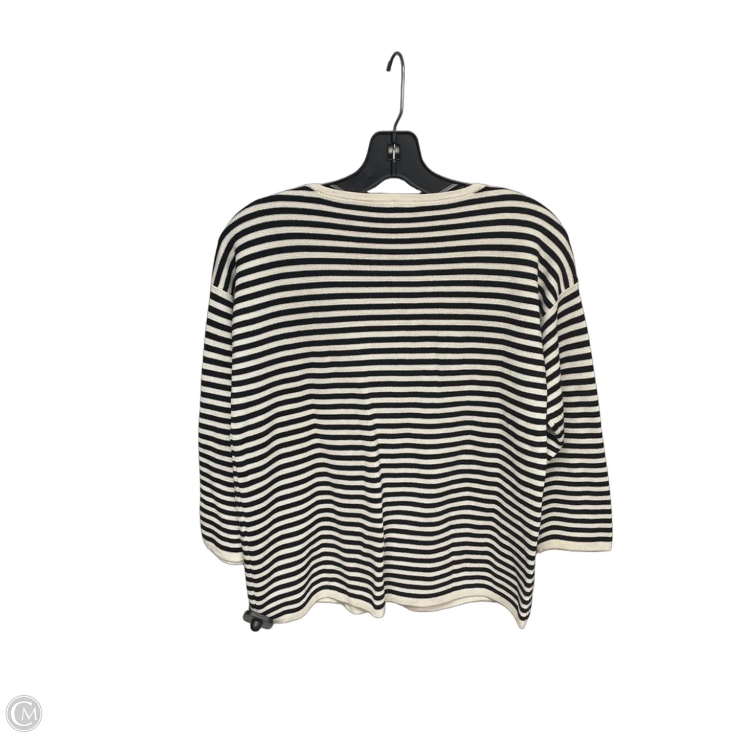 Top 3/4 Sleeve By Eileen Fisher In Black & Cream, Size: Sp