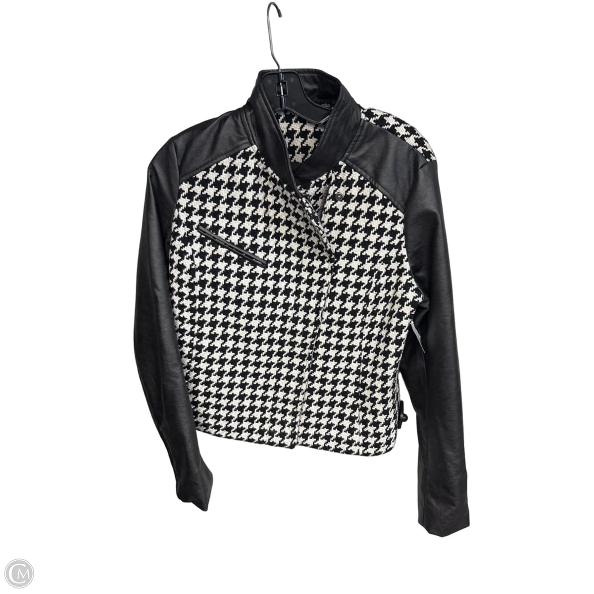 Jacket Moto By Ana In Black & White, Size: L