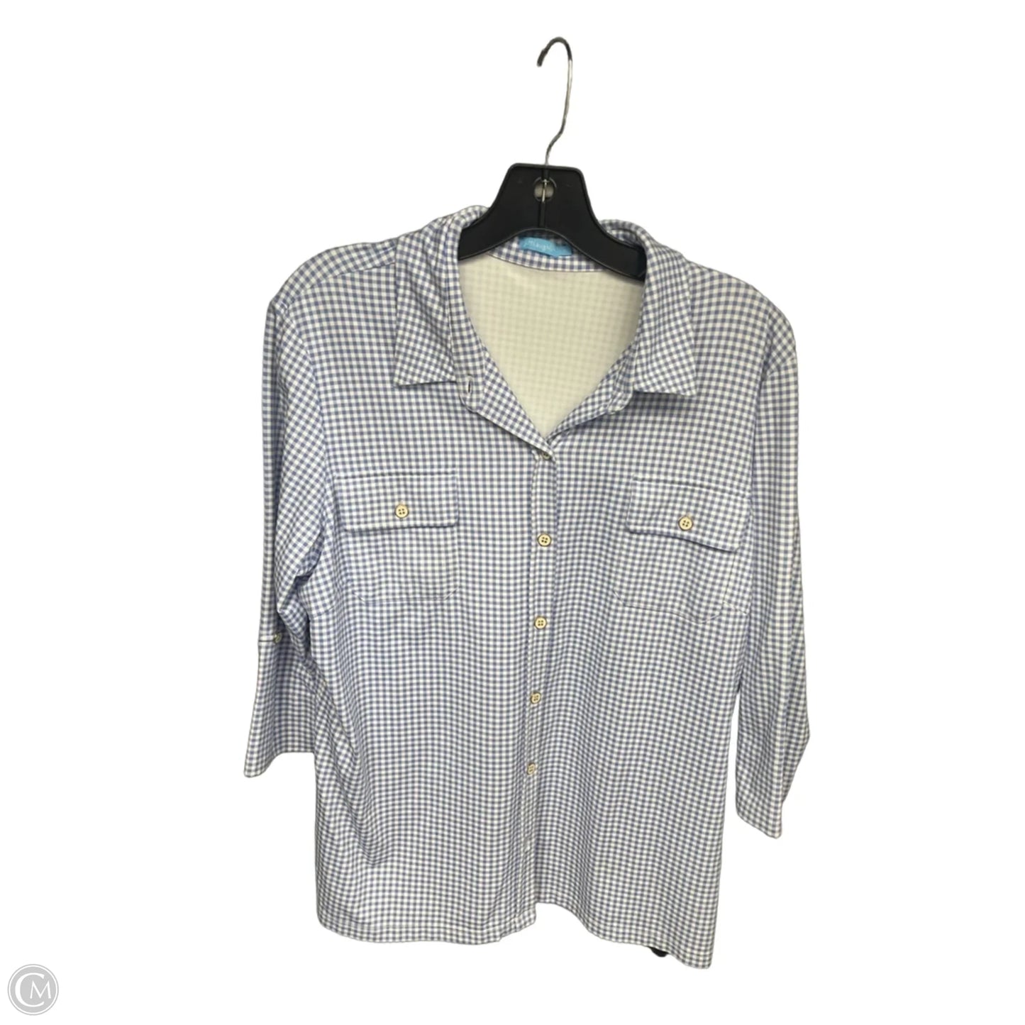 Top Long Sleeve By J Mclaughlin In Blue & White, Size: Xl